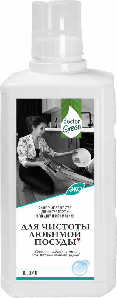 Экологичное средство для мытья посуды в посудомоечной машине Doctor Green «Для чистоты любимой посуды», 1000мл в Алматы.